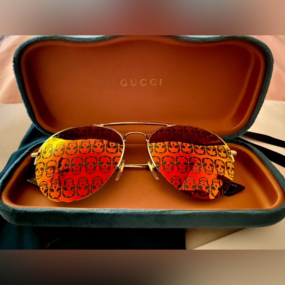 ❌SOLD💰NEW Authentic Gucci 56MM Skull Aviator Sunglasses GG0107S Unisex